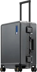 LEVEL8 Zipperless Carry On Luggage Airline Approved with Aluminum Frame, Hard Shell Suitcase with Spinner Wheels, Metal Checked