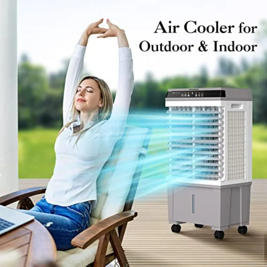 Evaporative Air Cooler 1800CFM Windowless Air Conditioner Portable for Large Room Commercial Garage Outdoor 3 In 1 Swamp Cooler