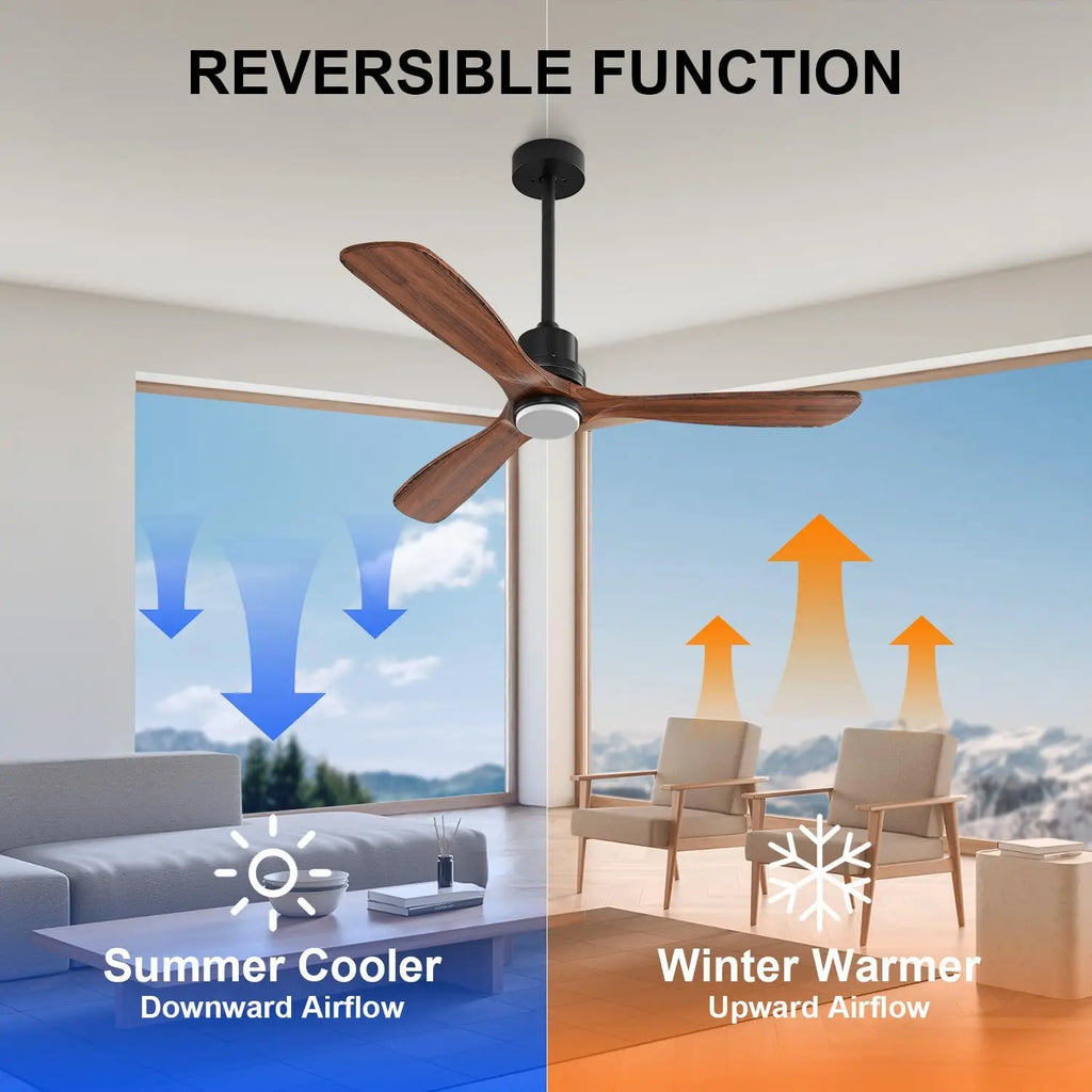52" Ceiling Fans with Light Remote Control Outdoor Wood Ceiling Fans with LIght for patios Noiseless Reversible DC Motor
