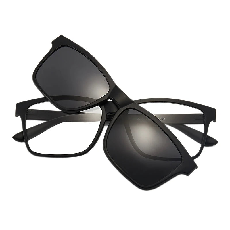 6 In 1 Men Women Polarized Optical Magnetic Sunglasses Clip Magnet Clip on Sunglasses Polaroid Clip on Sun Glasses Frame And Bag
