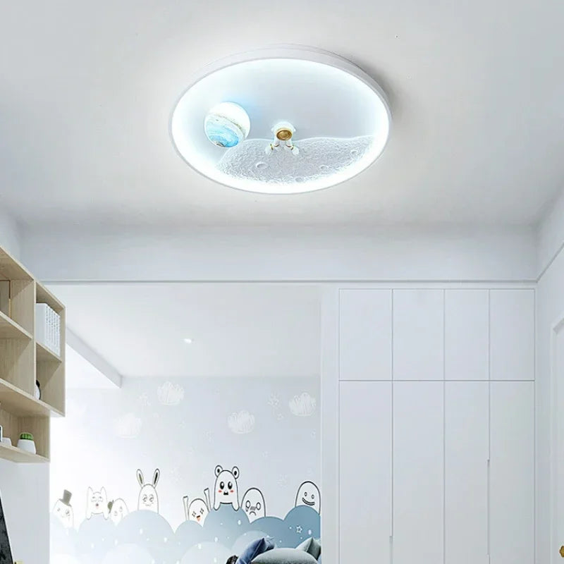 Modern Children's Room Astronaut LED Ceiling Light Bedroom Pendant Light Baby Cartoon Astronaut Moon Home Ceiling Light Fixture