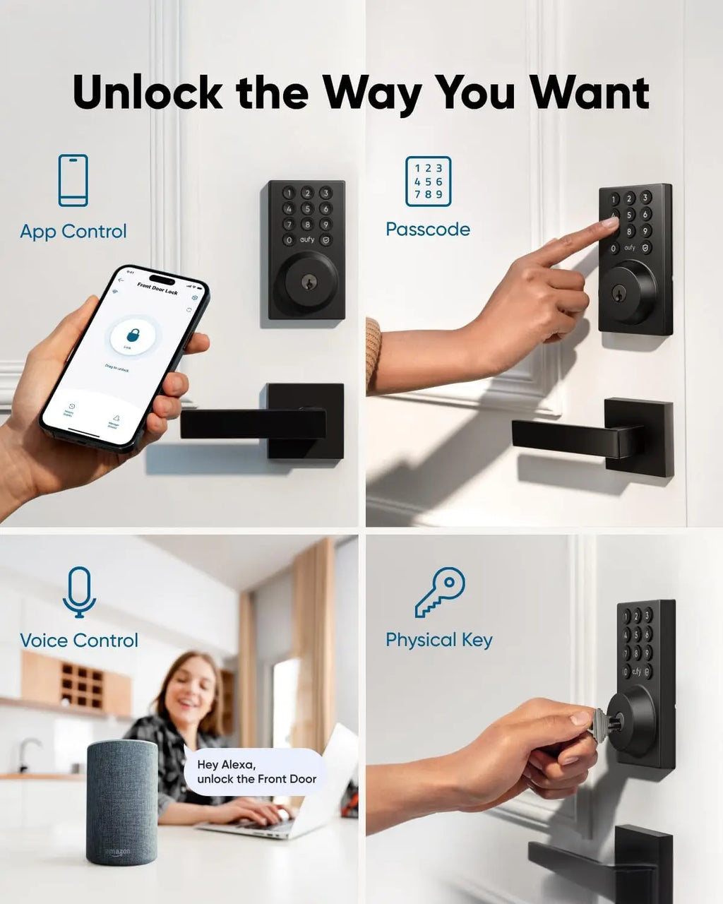 Smart WiFi Keypad Deadbolt Lock, Keyless Entry with App Control, Easy DIY Installation for Front Door Security