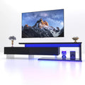 TV Stand for 55 65 75 85 Inch TV Extendable LED Entertainment Center with Light String Equipped with Two Pull-Down Doors 70 80
