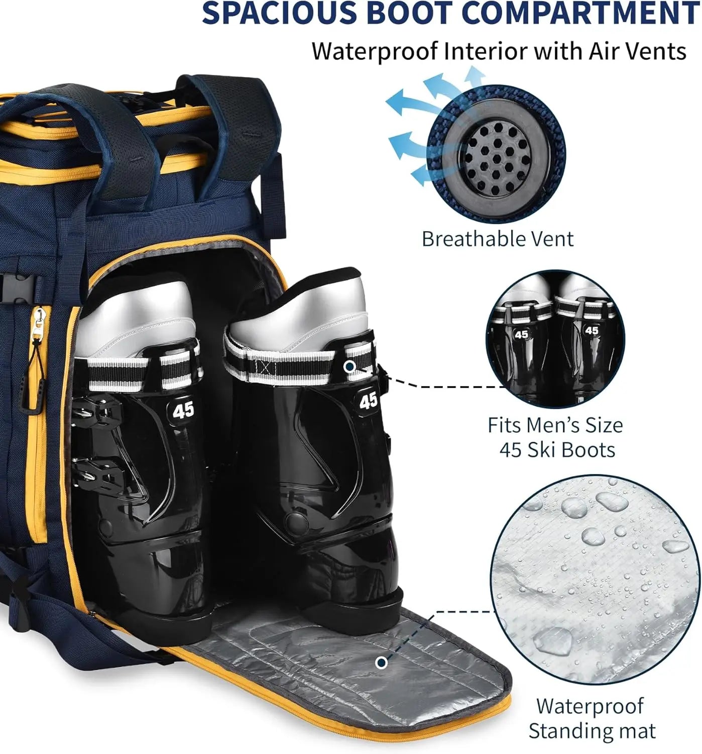55L-70L Expandable Ski Boot Bag with Helmet Compartment – Waterproof & Durable – for Men & Women