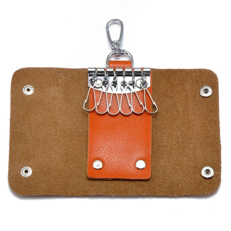 Hot Unisex Fashion Cowhide Genuine Leather Keys Holder Organizer Key Case Pouch Wallet Housekeeper