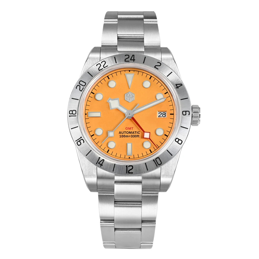 San Martin NH34 39mm BB GMT Luxury Men's Watches Business Dress Watch For Men Automatic Mechanical Sapphire Date Windows BGW9