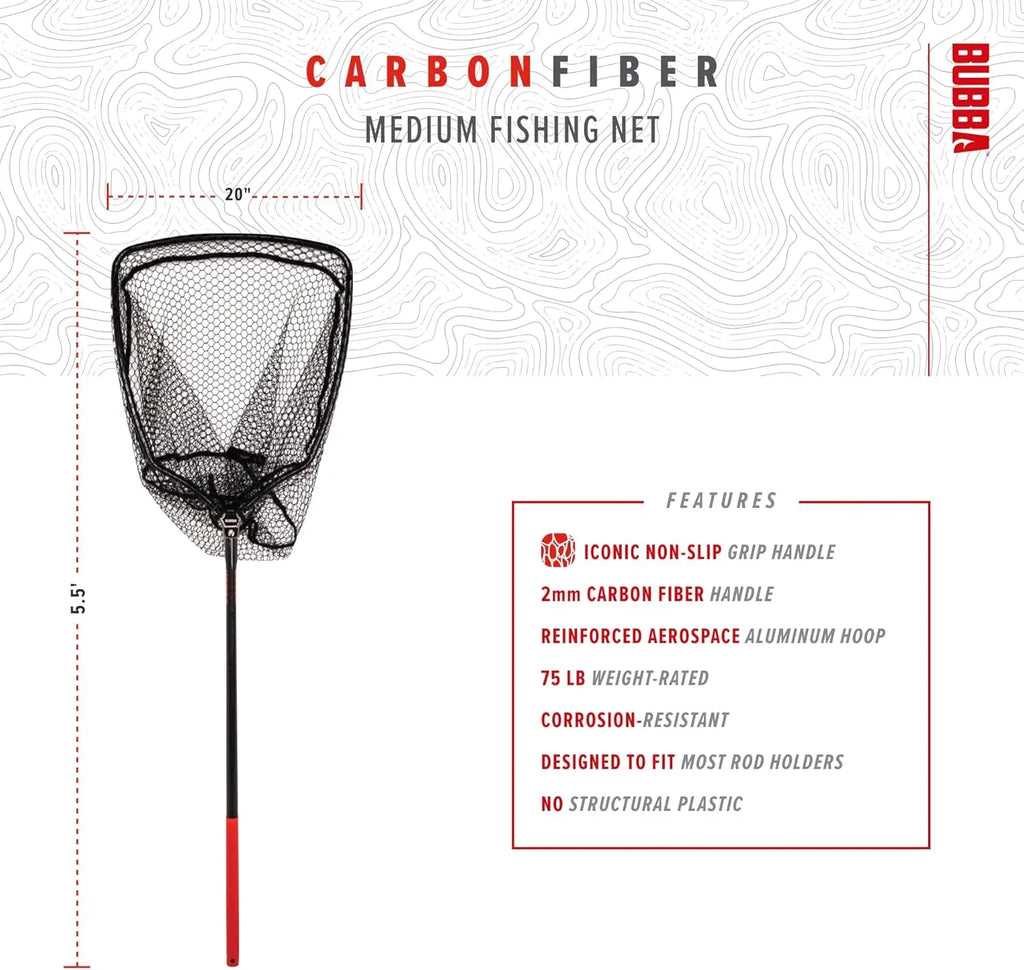 Corrosion-Resistant Fishing Landing Net with Non-Slip Grip and Carbon Fiber Shaft for Angling and Boating