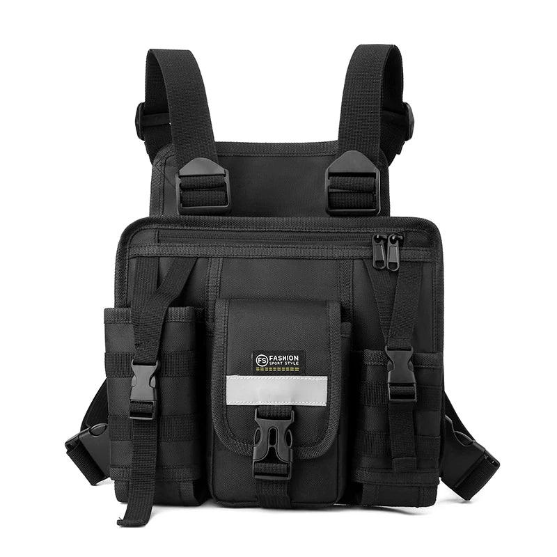 Reflective Design Chest Rig Bag Wear-resistant Tactical Vest Bag Multiple Pockets Students Chest Bag Hip-hop Streetwear Back2026
