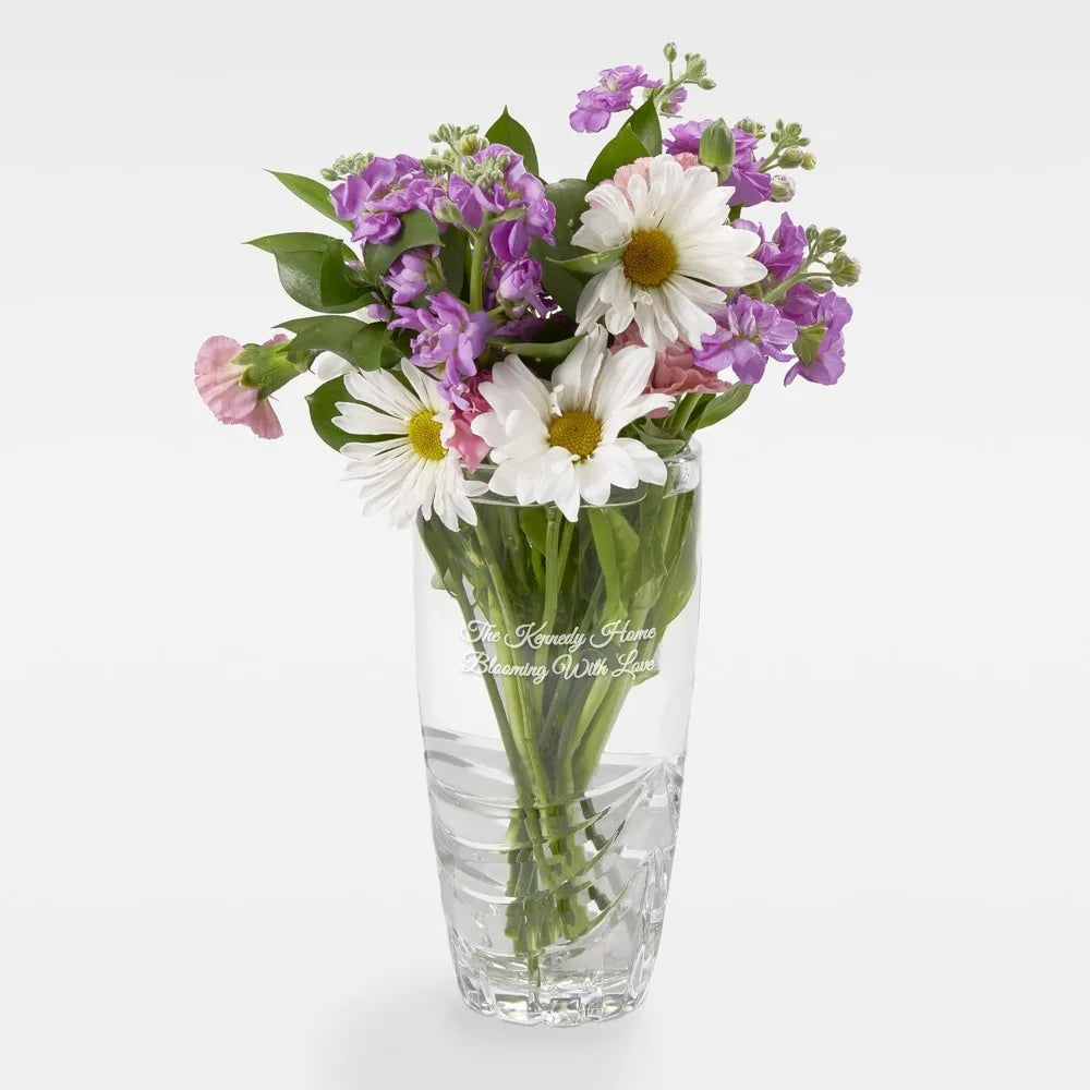 Engraved Cut Crystal Swag Vase (Free Customization)