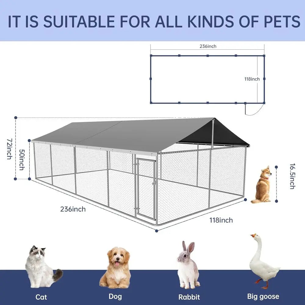 Sturdy Outdoor Dog Kennel - Large Steel Pet Cage with Lock for Secure Enclosure