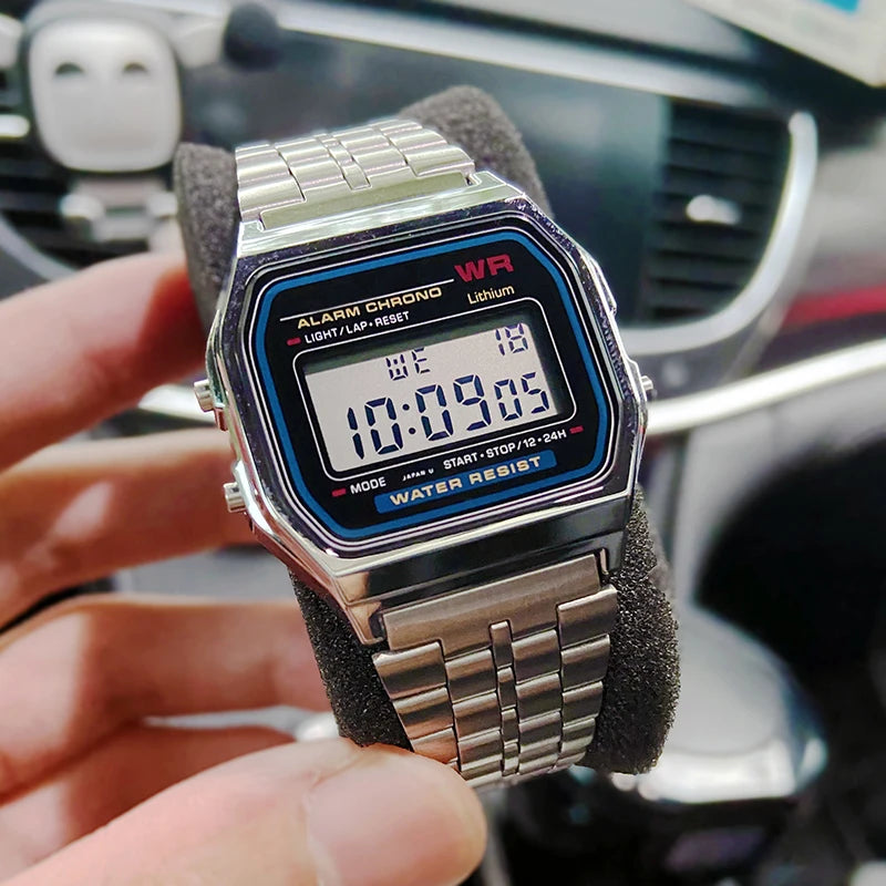 Luxury Men Stainless Steel Digital Military Armys Sport Led Waterproof Wrist Watch Clock Fashion Chronograph Wristwatch 2028