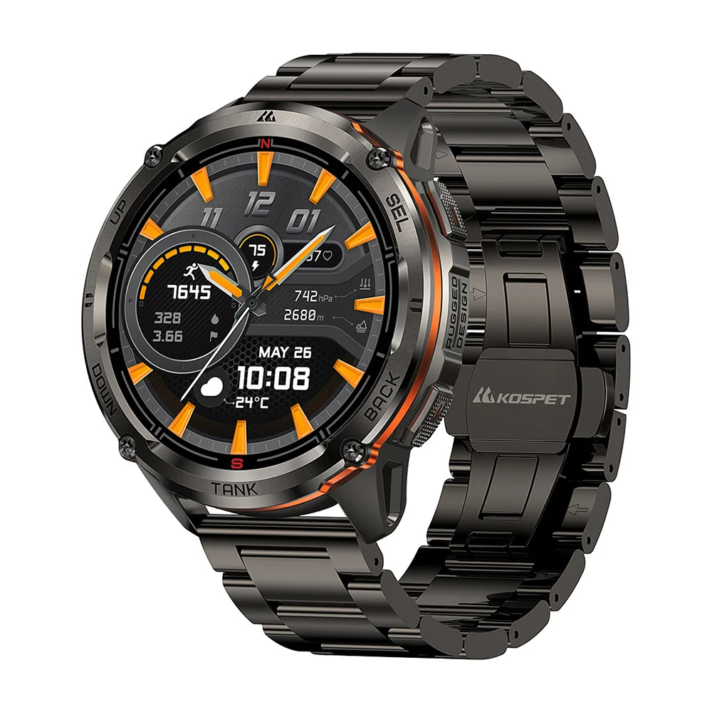 KOSPET TANK T3 Ultra 2 GPS Smart Watches Men Compass Altimeter Barometric 5ATM IP69K Waterproof AMOLED Bluetooth Call Mens Watch