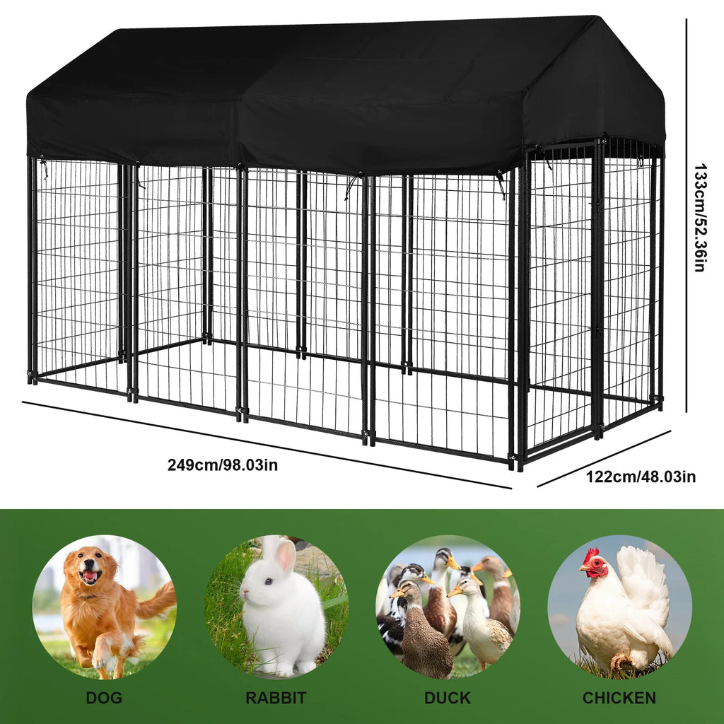 Outdoor Secure Wire Crate Kennel Anti-Rust Heavy Duty Welded Wire Steel Dog Playpen Fence Steel Material for Small/Medium Dogs