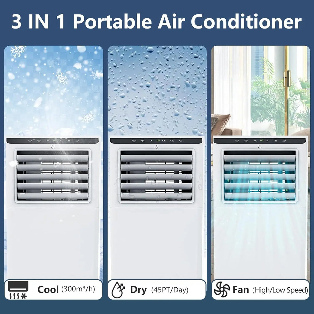 8000 BTU Portable Air Conditioners Portable AC Unit with Remote, Digital Display/24Hrs Timer Cools/Fan/Dehumidifier for Bedroom
