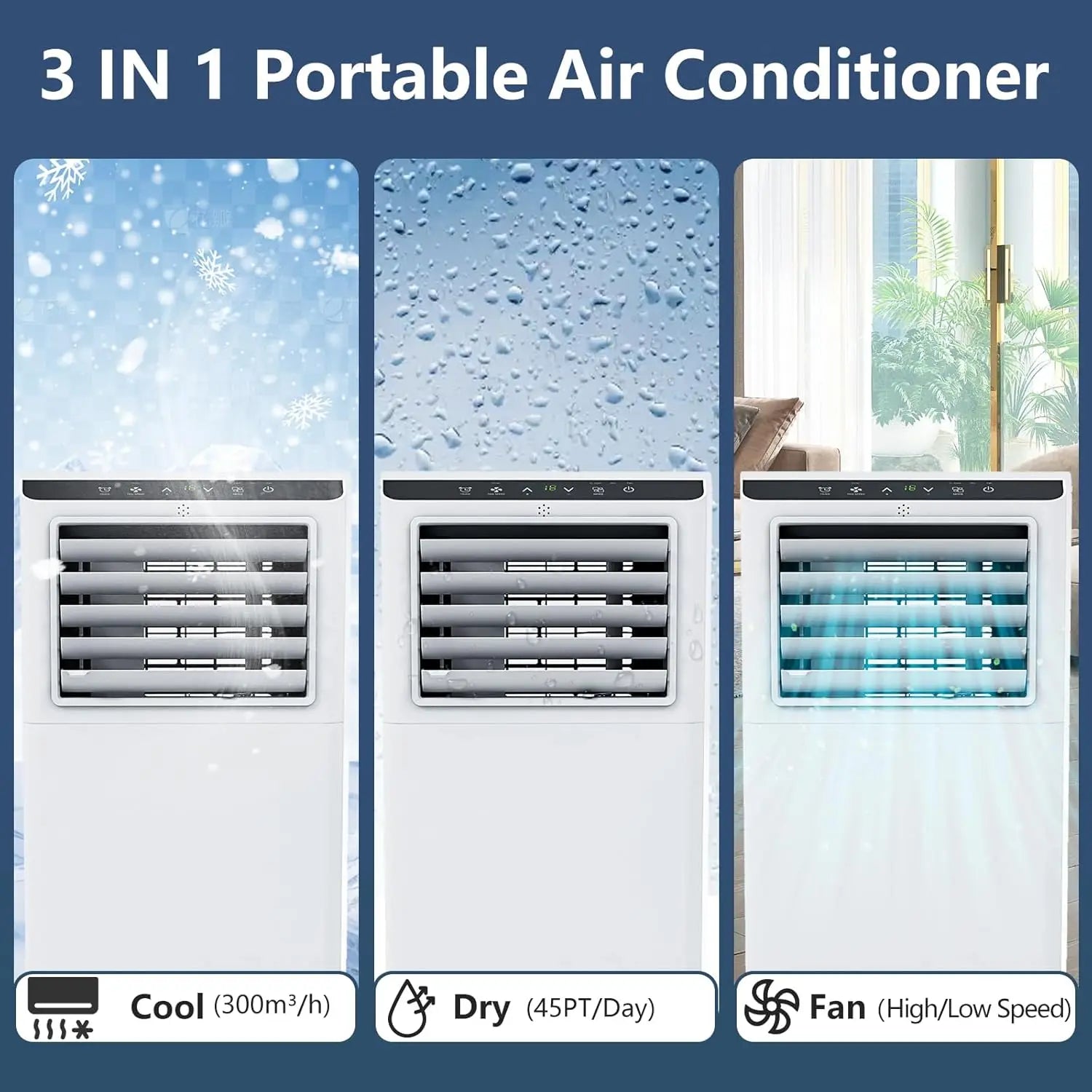 8000 BTU Portable Air Conditioners Portable AC Unit with Remote, Digital Display/24Hrs Timer Cools/Fan/Dehumidifier for Bedroom