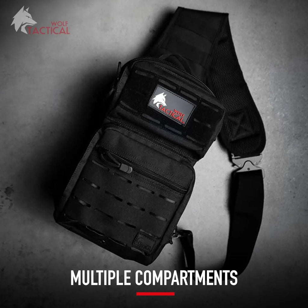EDC Sling Bag - Concealed Carry Shoulder Bag for Range, Travel, Hiking, Outdoor Sports (Black)