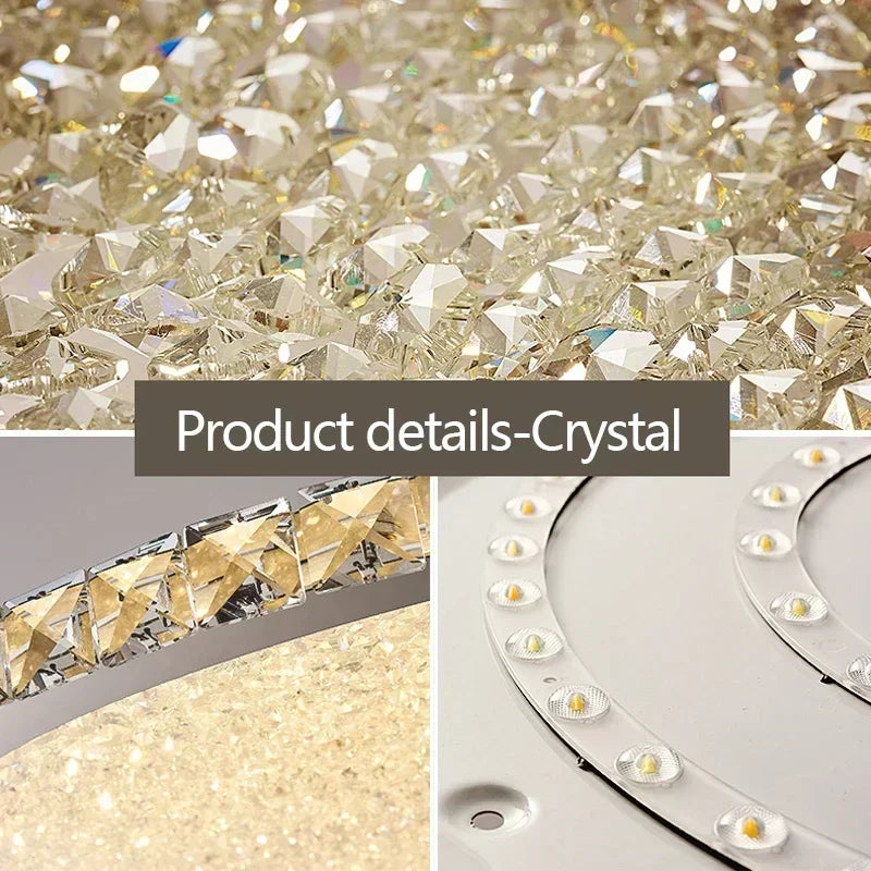 Nordic Light Luxury K9 Crystal Round Ceiling Lamp Romantic Warm Square Bedroom Living Room Decor LED Home Lighting