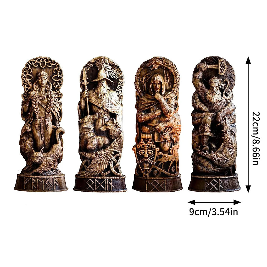 4x Norse Gods Sculpture Ornament Gift Choice Artistic Workmanship Elegant Decoration Exquisite