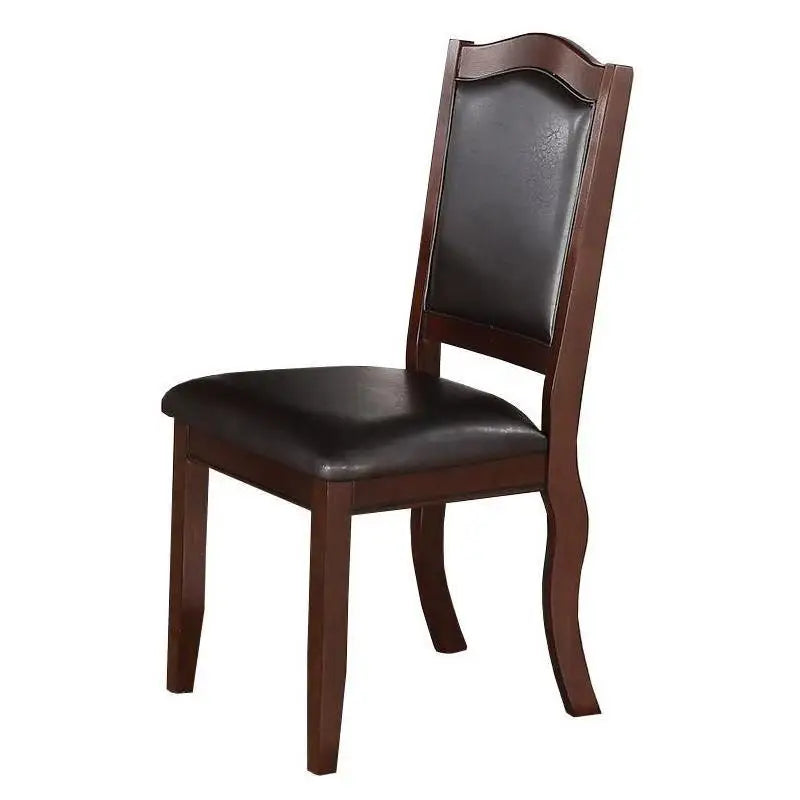 7pc Formal Dining Set with Solid Wood Table, Shelve & 6 Chairs in Espresso Finish
