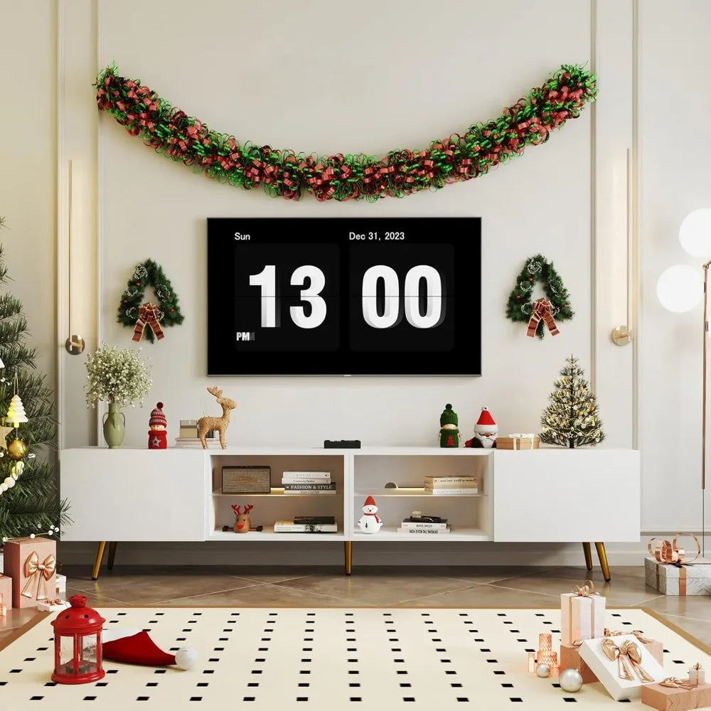 86" LED TV Stand, Modern Entertainment Center up to 75" 80" TV, Television Console Table with Storage Cabinets for Living Room,