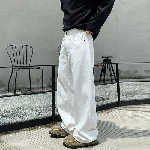 2025 New Autumn Causal Streetwear Y2K Jeans Men's Korean Style Fashion Loose Straight Wide Leg Pant Men's Versatile Draped Jeans