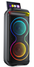 Karaoke Machine, 8" Big Bluetooth Party Speaker with 500W Peak Power, PA System with LED Disco Light, Rolling Wheels and Trolley