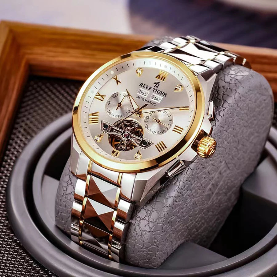 reef tiger Men's Automatic Mechanical Watch, Men's Casual Business Wristwatch RGA8235