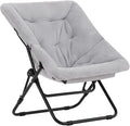 Oversized Faux Fur Saucer Chair, Foldable Lounge Chair for Bedroom Living Room Dorm, Grey X-Large