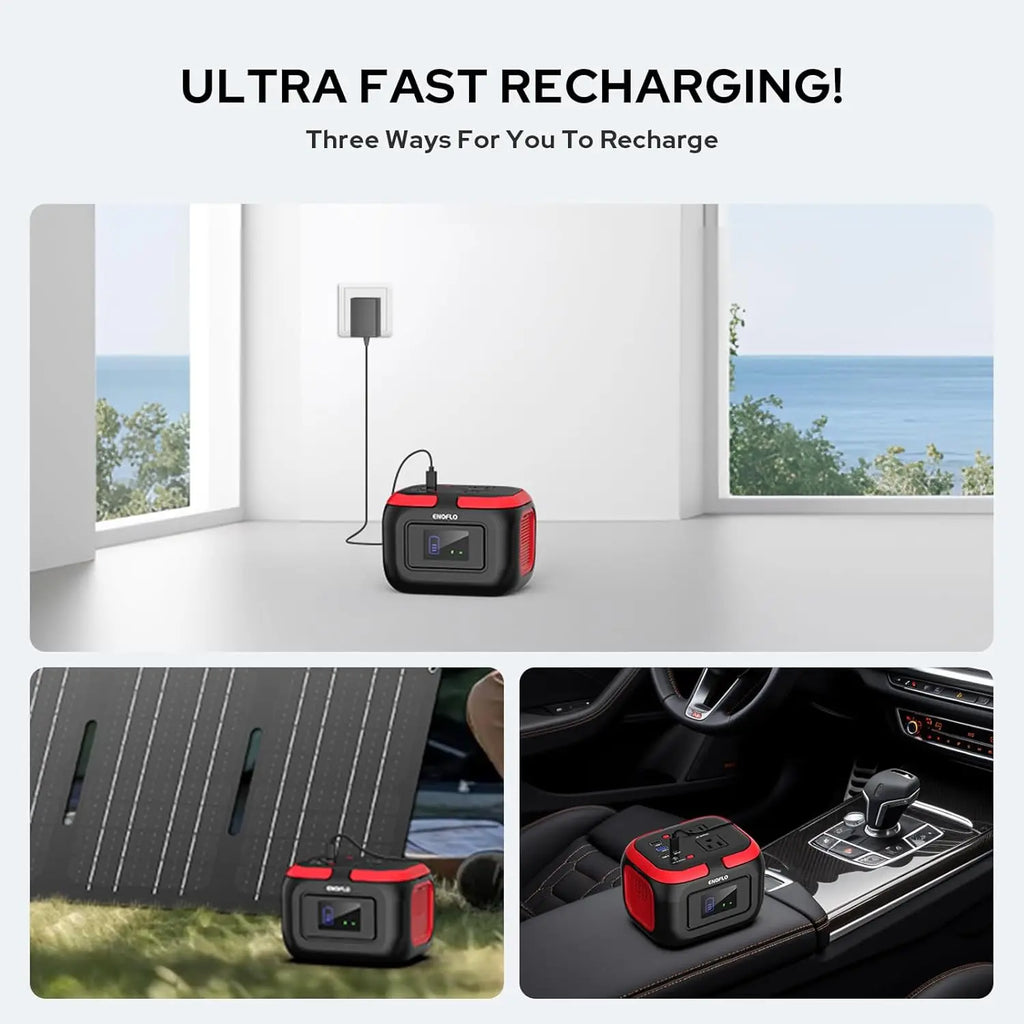 97.68Wh Portable Power Station with AC/DC/USB Outputs, Solar Charging for Camping and Emergency Backup