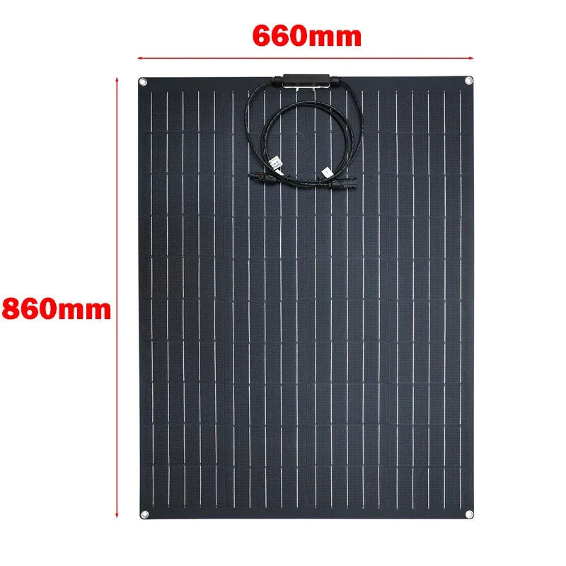 ETFE 300W Solar Panel 18V Semi-flexible Monocrystalline Solar Cell DIY Cable Outdoor Car RV Waterproof Rechargeable Power System