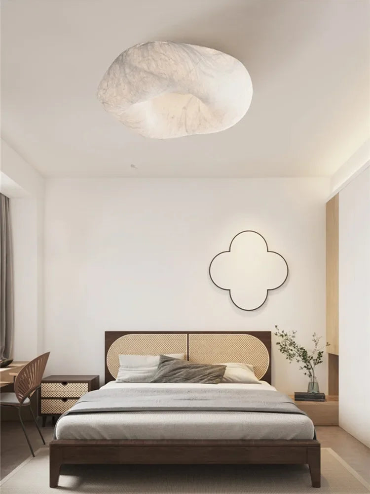 Wabi Sabi Cloud Handmade Imitation Silk Ceiling Light Living Room Entrance Hallway Light Japanese Design Bedroom and Study Light
