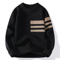 Men's Autumn/Winter Round Neck Fashion Versatile Sweater Knitwear with Fleece and Thickened Warm Sweater for Middle-aged