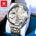 OLEVS Automatic Mechanical Mens Watch Business Wristwatch Waterproof Date Watches Moon Phase Watch for Men Luxury Brand Watch 66