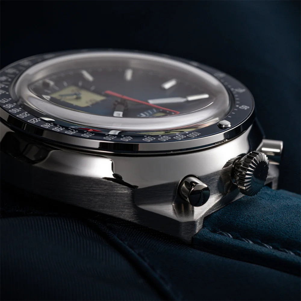 RED STAR Bull Head Chronograph Men Super Luminous 1963 ST1901 Movement 3D Bubble Mirror Pilot Mechanical Wrist Watches