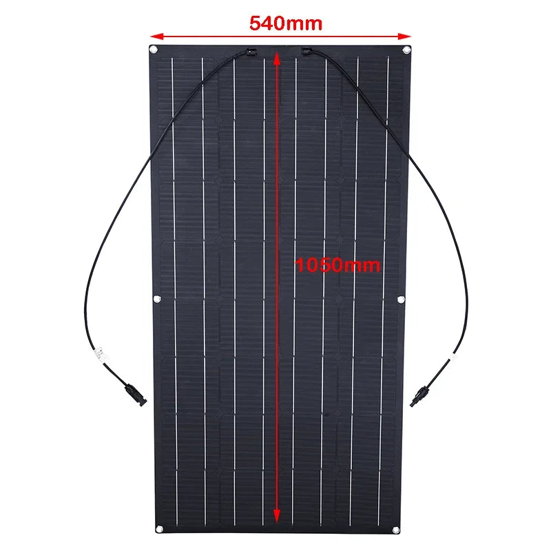 ETFE 300W Solar Panel 18V Semi-flexible Monocrystalline Solar Cell DIY Cable Outdoor Car RV Waterproof Rechargeable Power System