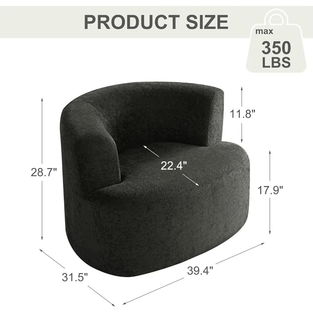 360-Degree Swivel Accent Armchair with Lambswool Fabric and Durable Base