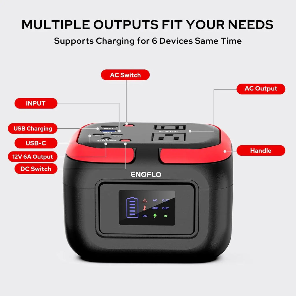 97.68Wh Portable Power Station with AC/DC/USB Outputs, Solar Charging for Camping and Emergency Backup