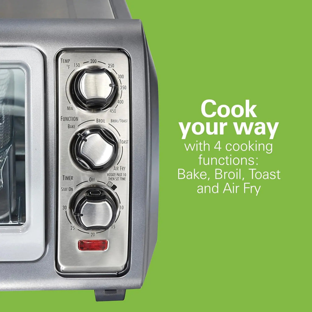 Large Capacity Air Fryer Toaster Oven Combo with 4 Functions, Fits 6 Slices or 12" Pizza, Stainless Steel