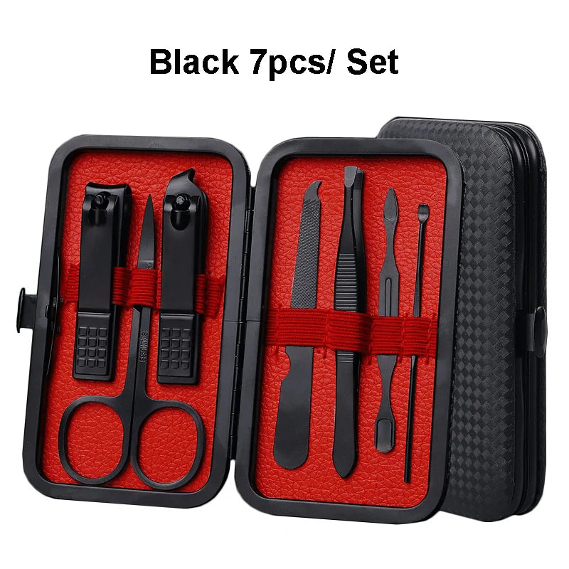 7Pcs/Kit Nail Clippers Set Multifunctional Tools Portable Travel Pedicure Kit Stainless Steel Professional Manicure Accessories