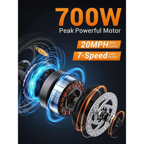 1 Folding Electric Bike for Adults  700W Peak Motor  20MPH Top Speed 62 Miles Range 468Wh Removable Battery 20"