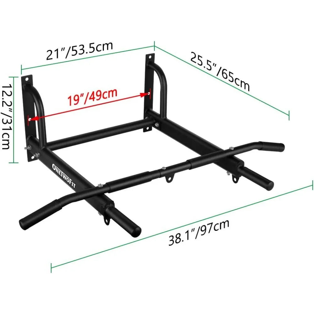 Heavy Duty Wall Mount Pull Up Bar - 6-Hole Stable Design for Indoor/Outdoor Home Gym Workout, Max 440lbs