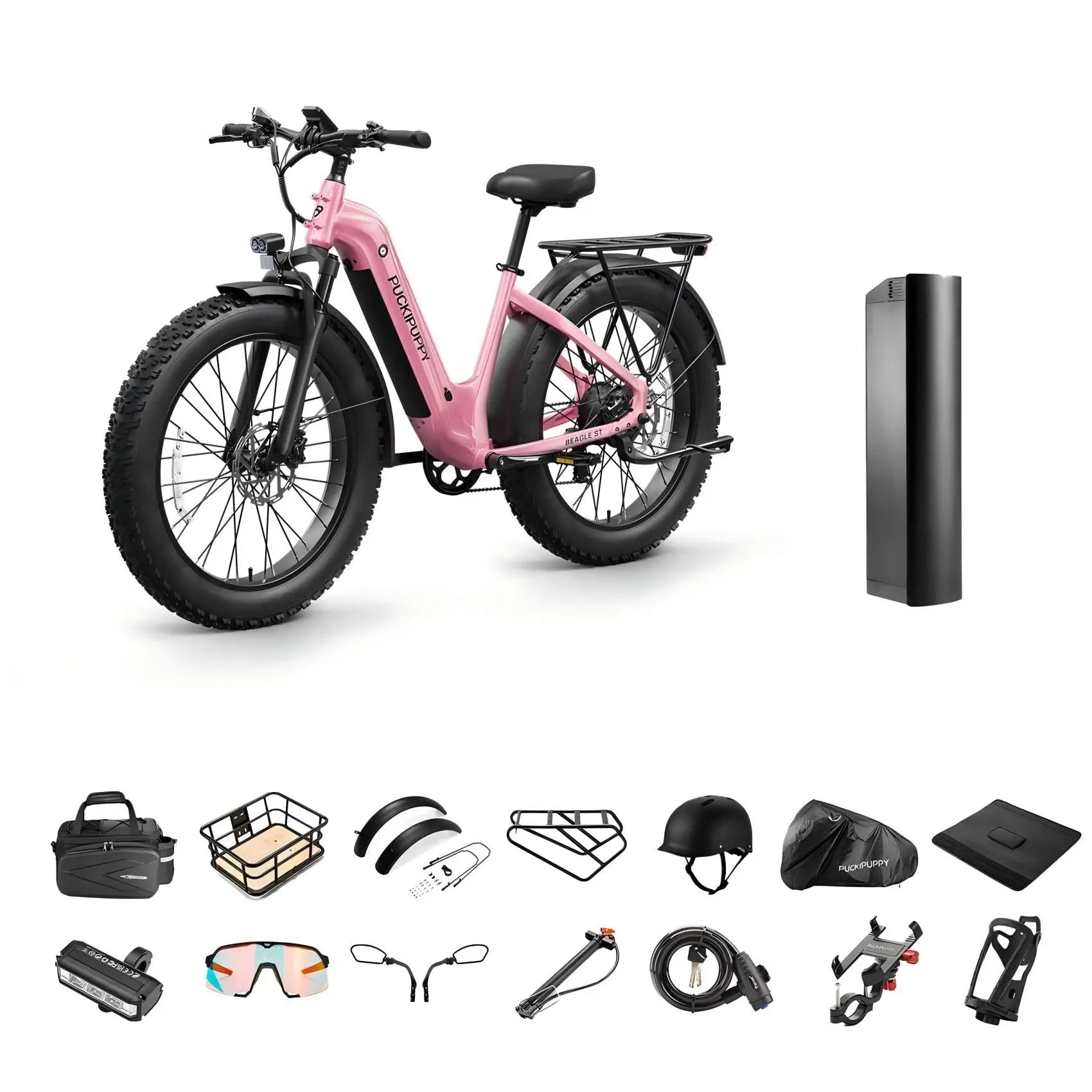 PUCKIPUPPY Beagle ST Electric Bike for Adults 26" Fat Tire Step-Through Electric Mountain Bike Off-Road Ebike 2-Year Warranty