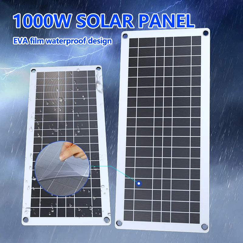 1000W Solar Power Kit - 12V Solar Panel 100A Controller for RV Tent Camping Fishing Outdoor LED Light & Battery Charging