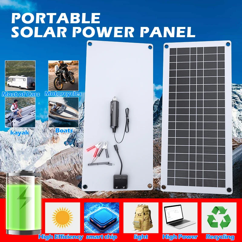 1000W Solar Power Kit - 12V Solar Panel 100A Controller for RV Tent Camping Fishing Outdoor LED Light & Battery Charging