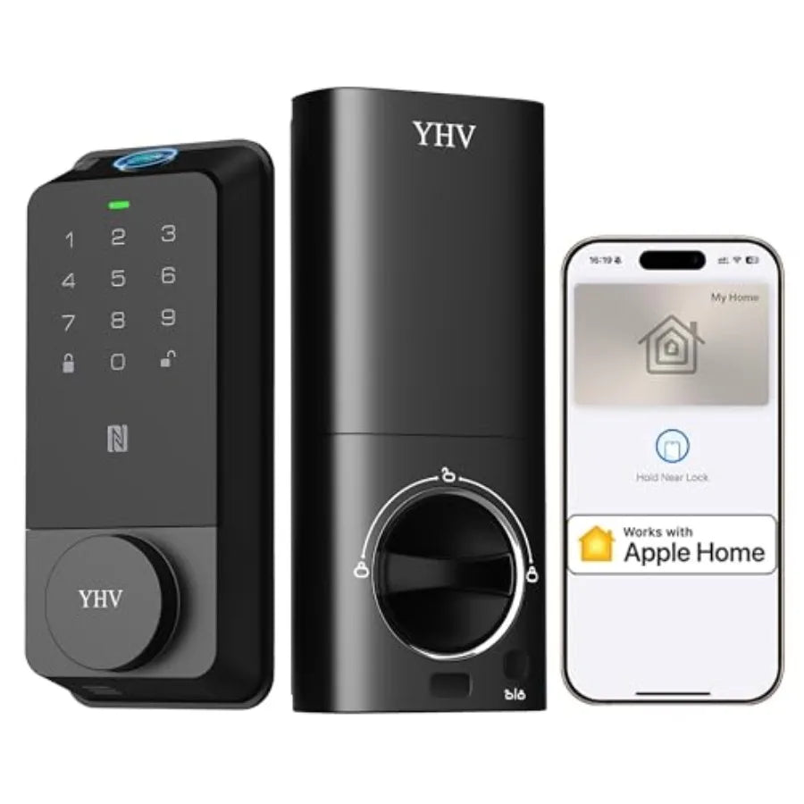 Keyless Entry Door Lock Fingerprint Smart Lock with Apple Home Safety Deadbolt Supports Apple Homekit with Code Built-in Wi-Fi