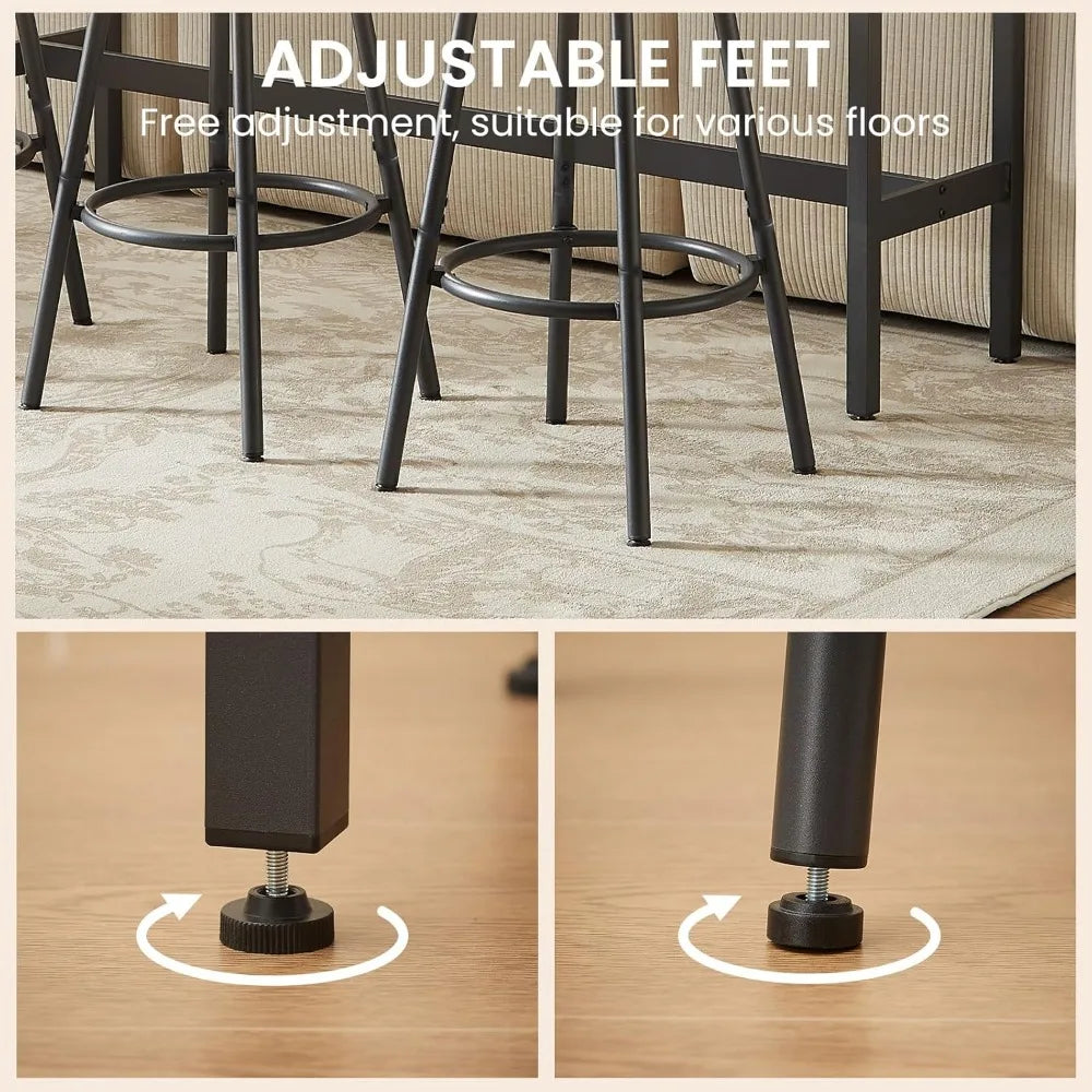 bar table and chairs set for 6, 7 pieces pub bistro table with 6 pu upholstered bar stools, 42" high top table set for restauran