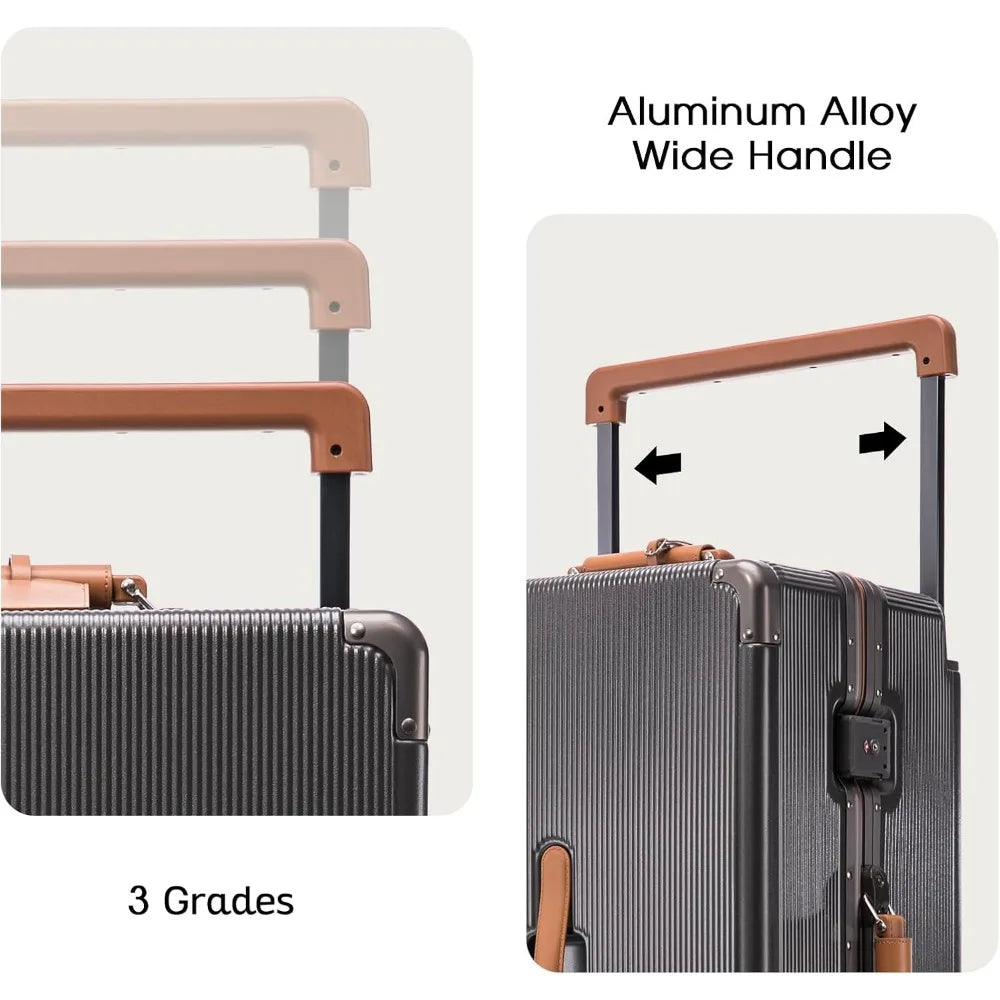28-inch wide handle hardshell spinner luggage - 116l large capacity with 360° silent wheels - tsa lock & aluminum corners
