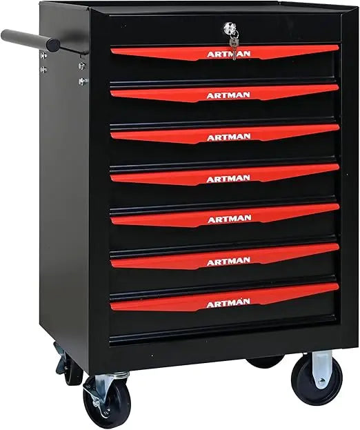 Drawers Tool Cart on Wheels, Multifunctional Rolling Tool Storage Chest, Drawers Rolling Trolley Organizer Tool Box for Warehous
