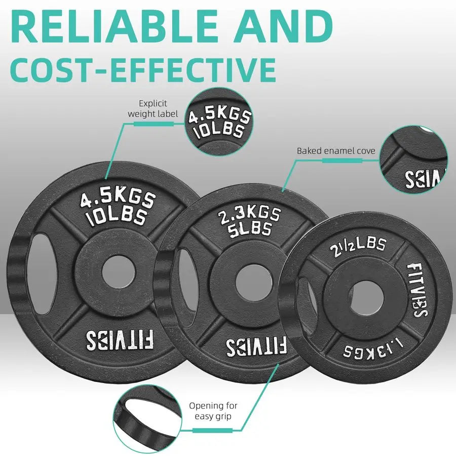 Barbell Weight Set, Cast Iron 1 Standard Weight Plates Including 5FT Standard Barbell Bar amp Star Locks, 45 Pounds Set 35 Lbs P