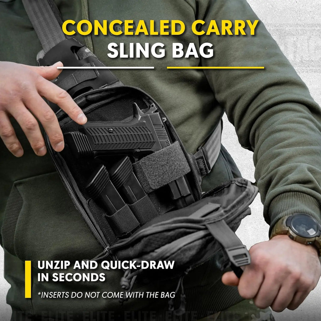 Elite Sling Bag - EDC Tactical Crossbody Concealed Carry CCW Chest Pack